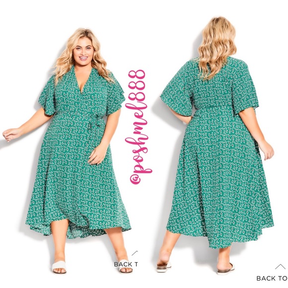 City Chic Dresses & Skirts - City Chic | Vivian Wrap Maxi Dress - Green Floral